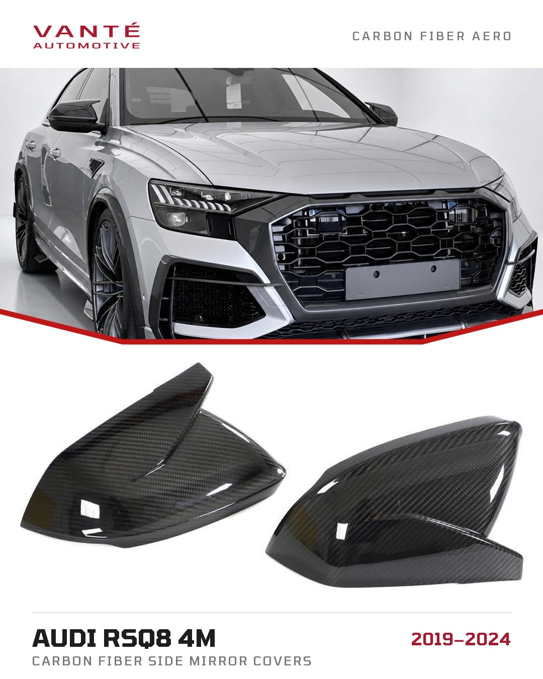 Audi RSQ8 4M Carbon Fibre Side Mirror Covers