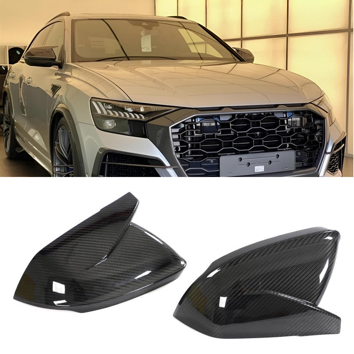 Audi RSQ8 4M Carbon Fiber Side Mirror Covers