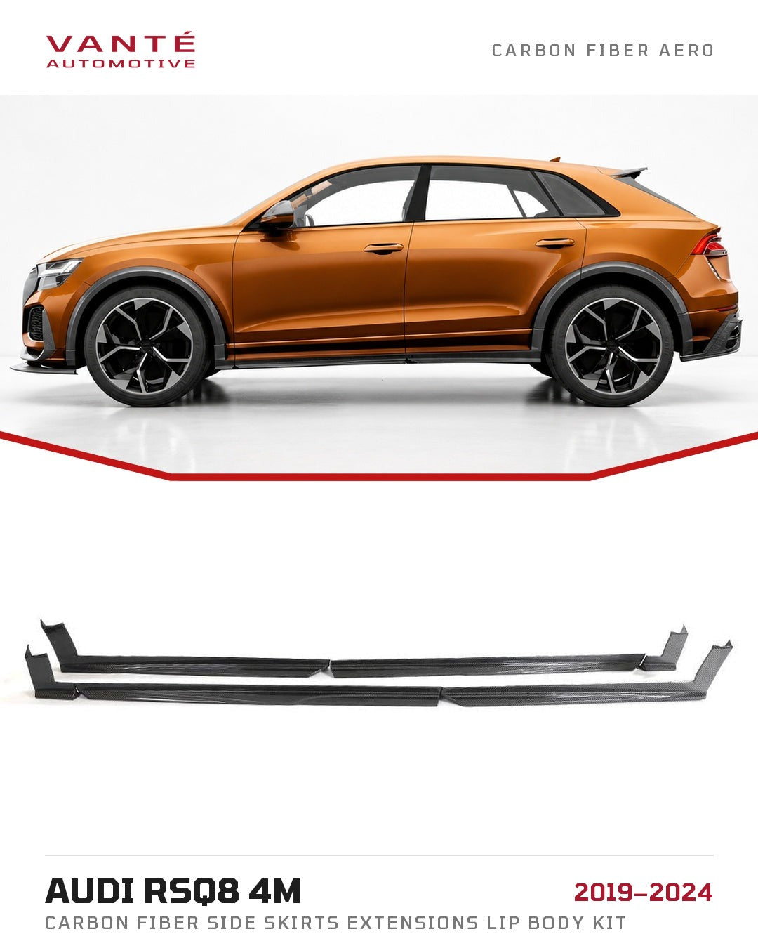Audi RSQ8 4M Carbon Fibre Side Skirts Extensions Lip Body Kit
