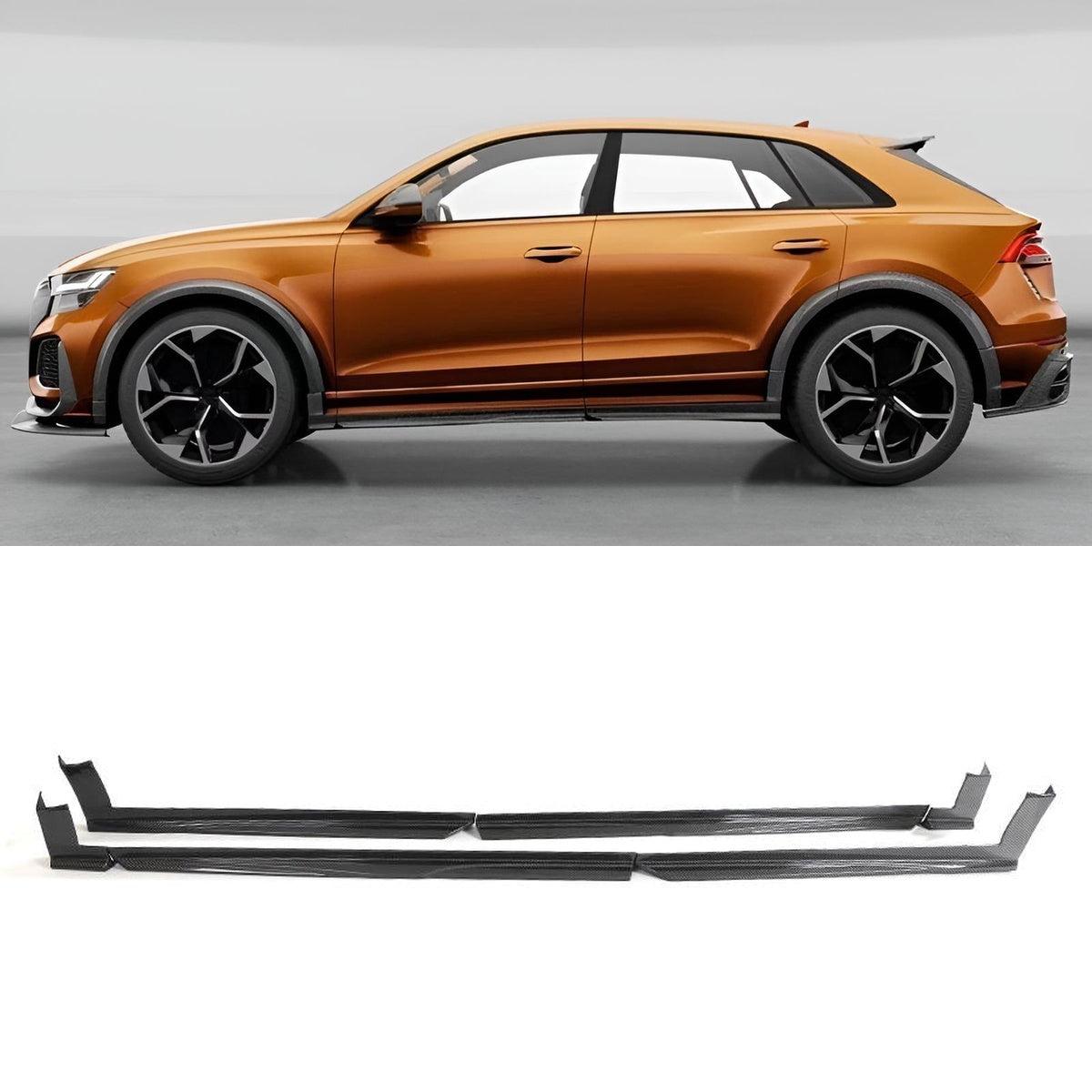 Audi RSQ8 4M Carbon Fiber Side Skirts Extensions Lip Body Kit