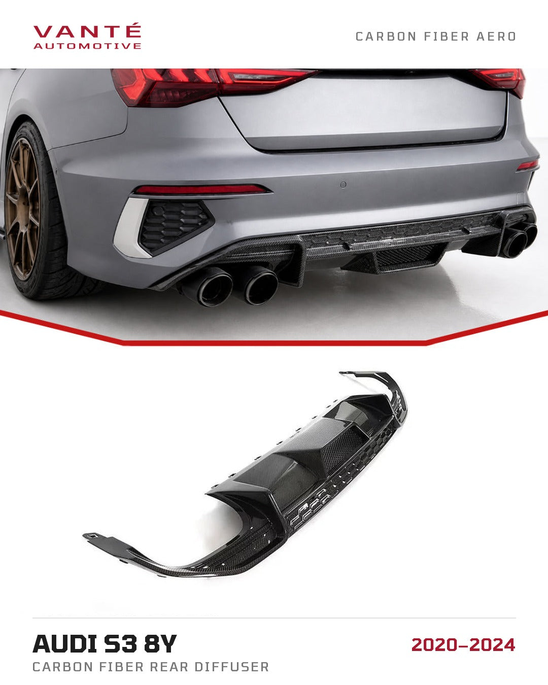 Audi S3 8Y 2021+ Carbon Fibre Rear Diffuser