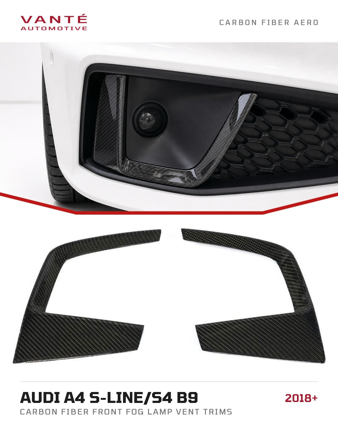 Audi A4 S-Line/S4 B9 Carbon Fibre Front Fog Lamp Vent Trims