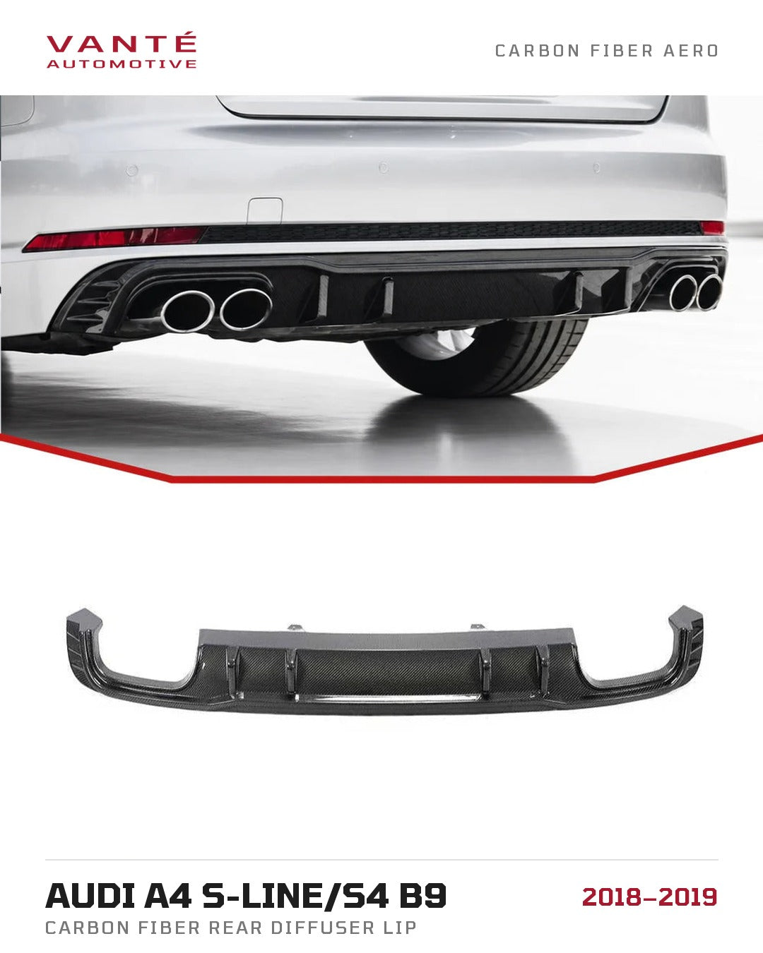 Audi A4 S-Line/S4 B9 Carbon Fibre Rear Diffuser Lip