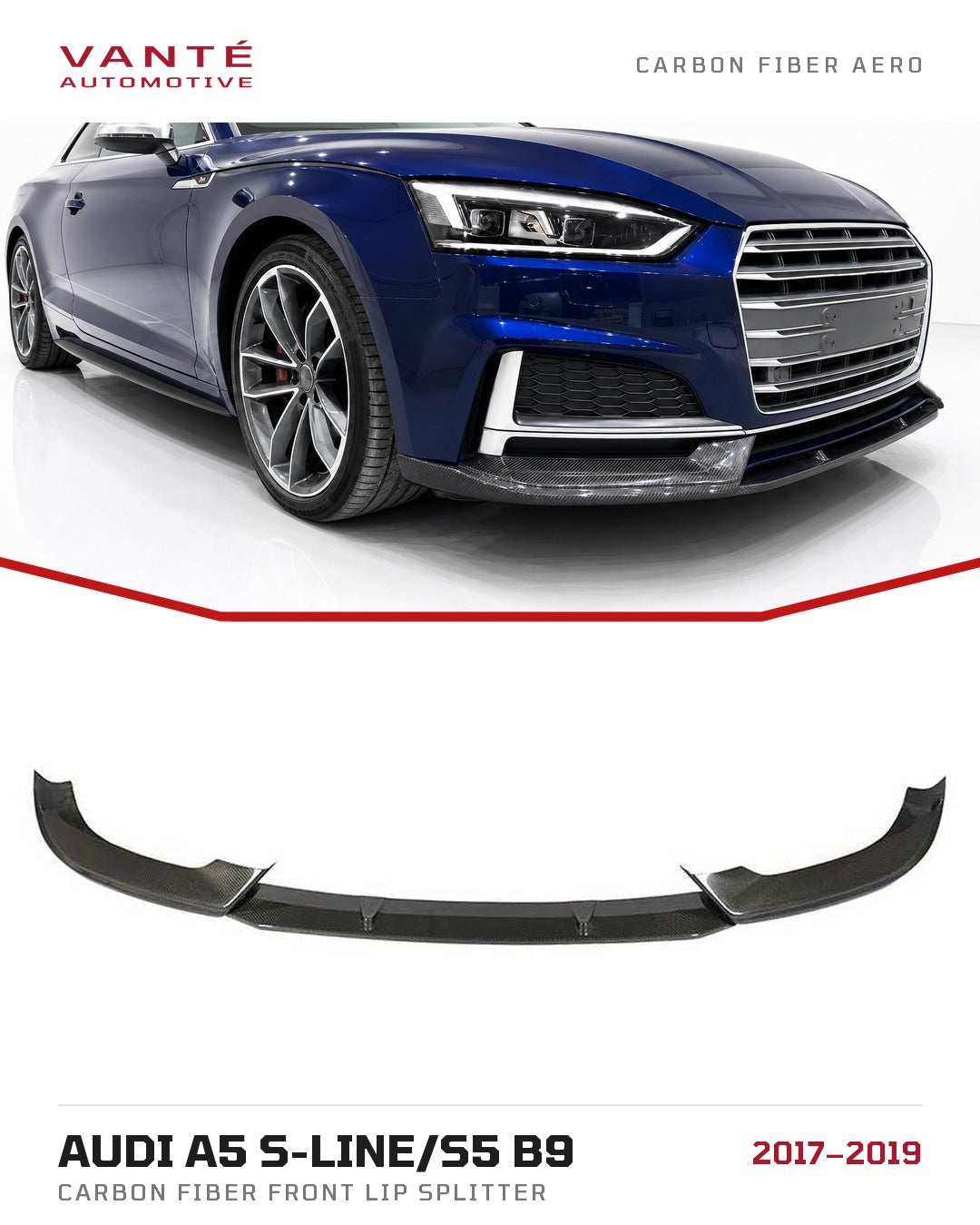 Audi A5 S-Line/S5 B9 Carbon Fibre Front Lip Splitter
