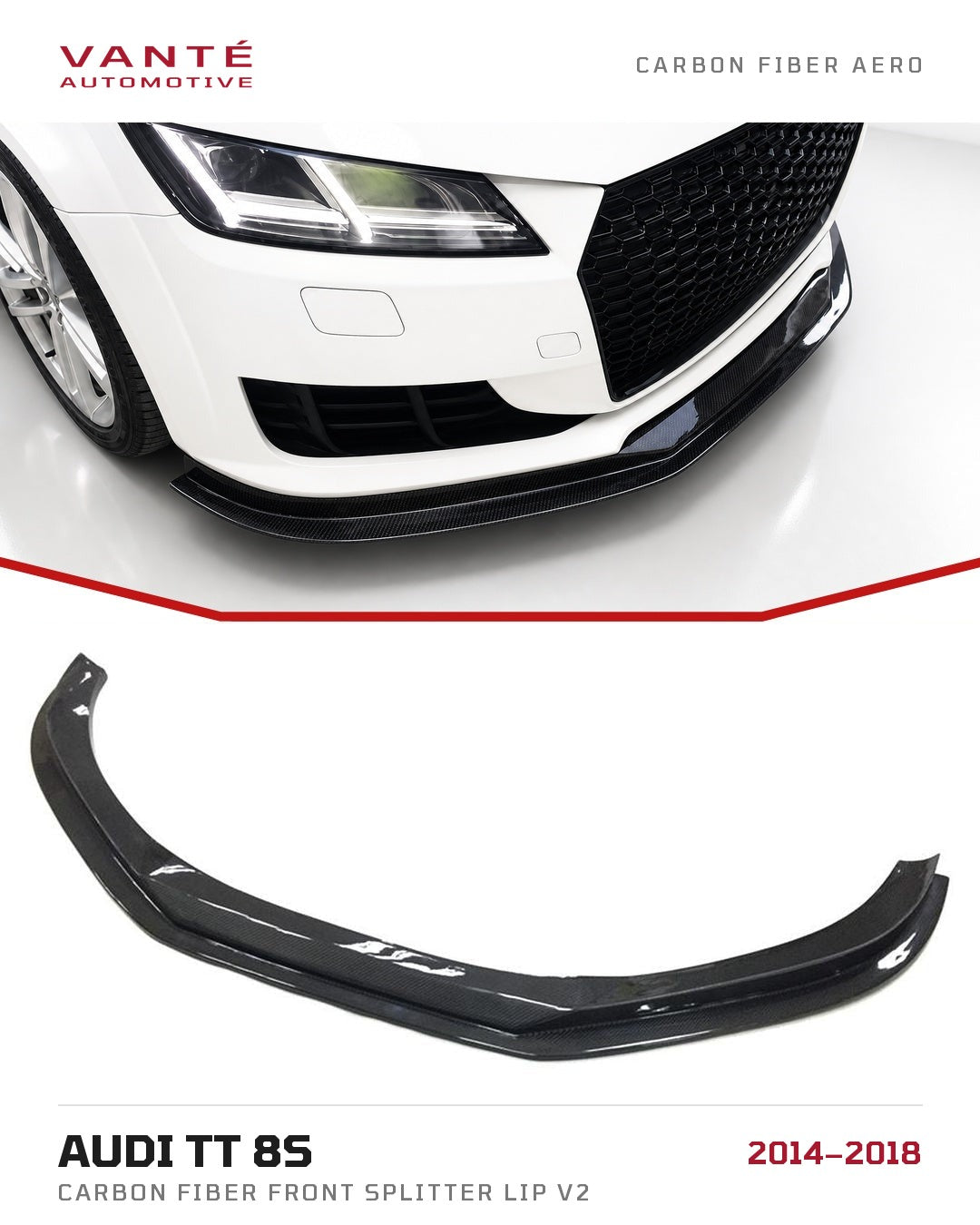 Audi TT 8S Carbon Fibre Front Splitter Lip V2