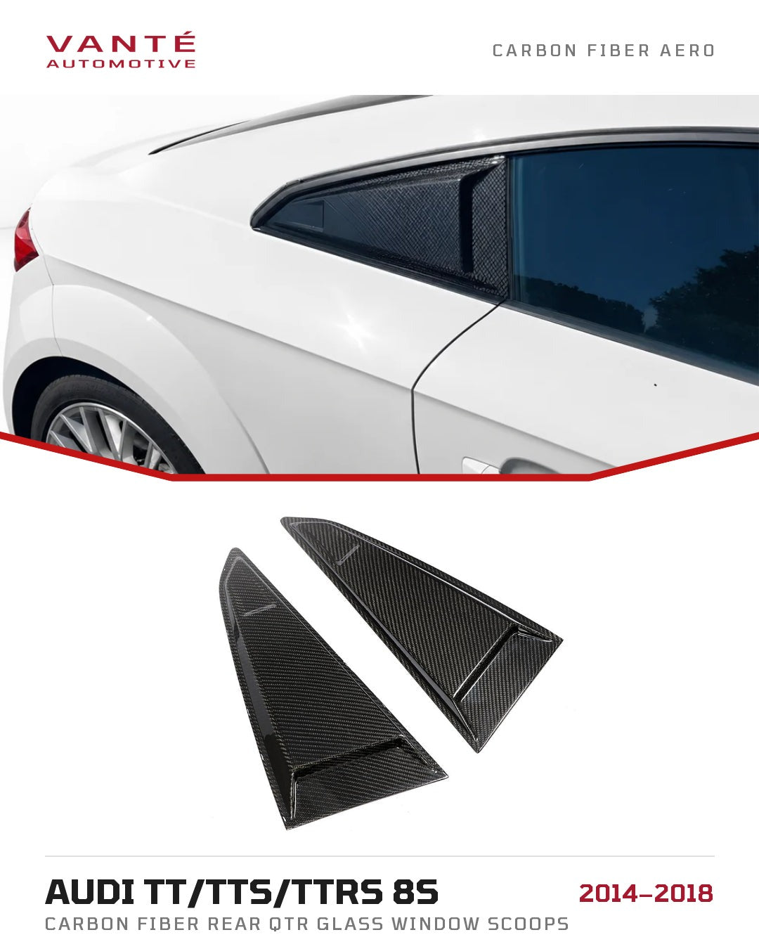 Audi TT/TTS/TTRS 8S Carbon Fibre Rear QTR glass Window Scoops