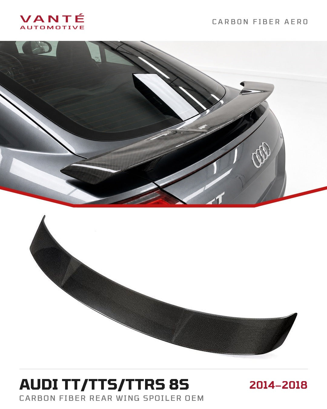 Audi TT/TTS/TTRS 8S Carbon Fibre Rear Wing Spoiler OEM