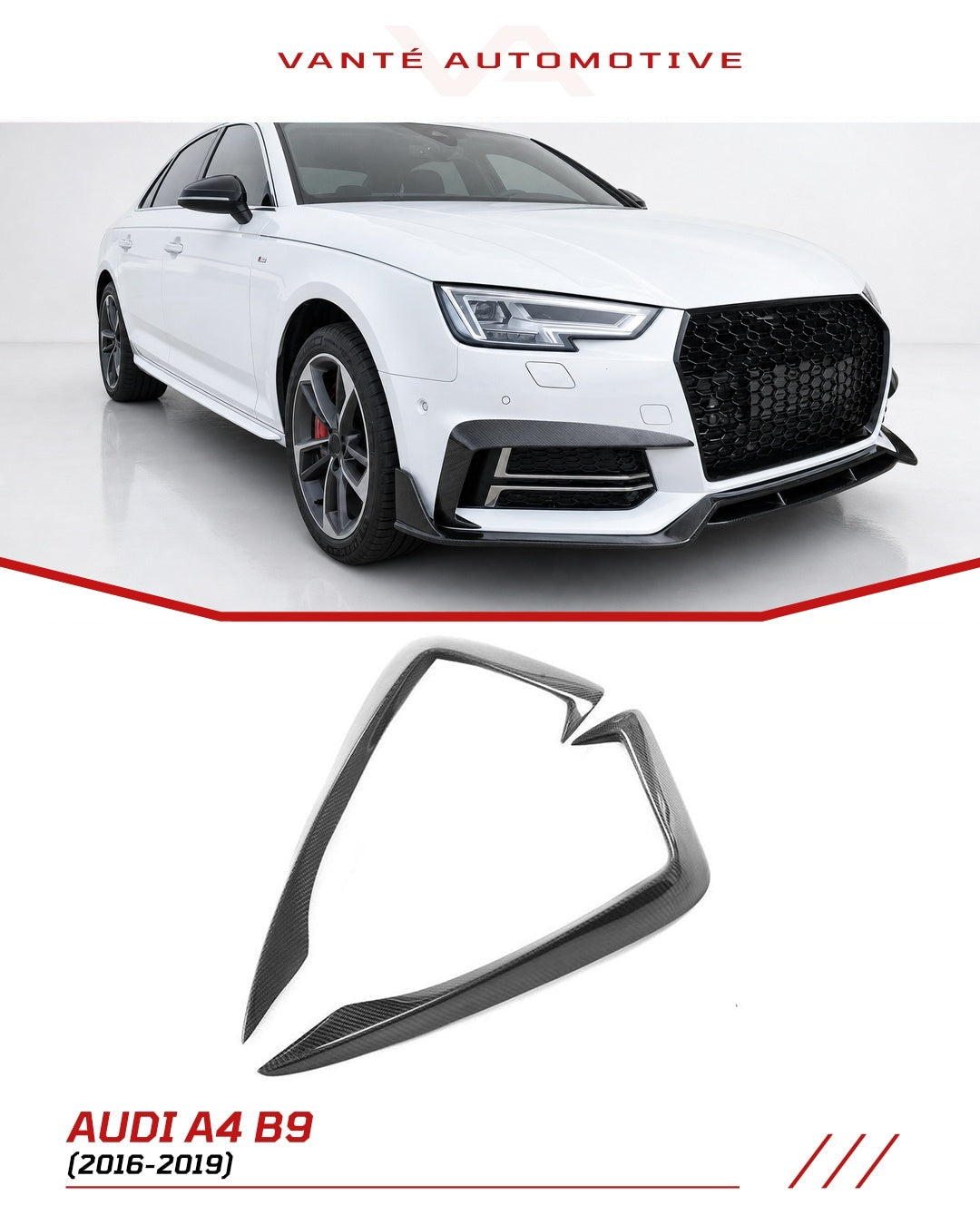Audi A4 S-Line B9 Carbon Fibre Nebelscheinwerfer Abdeckung Zierteile