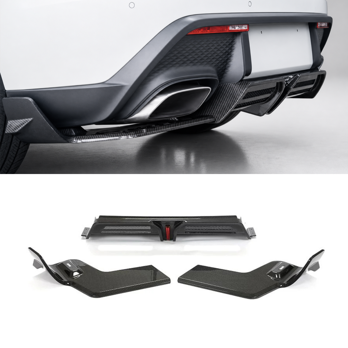 Porsche Macan 95B.3 Dry Carbon Fibre Rear Diffuser with Light