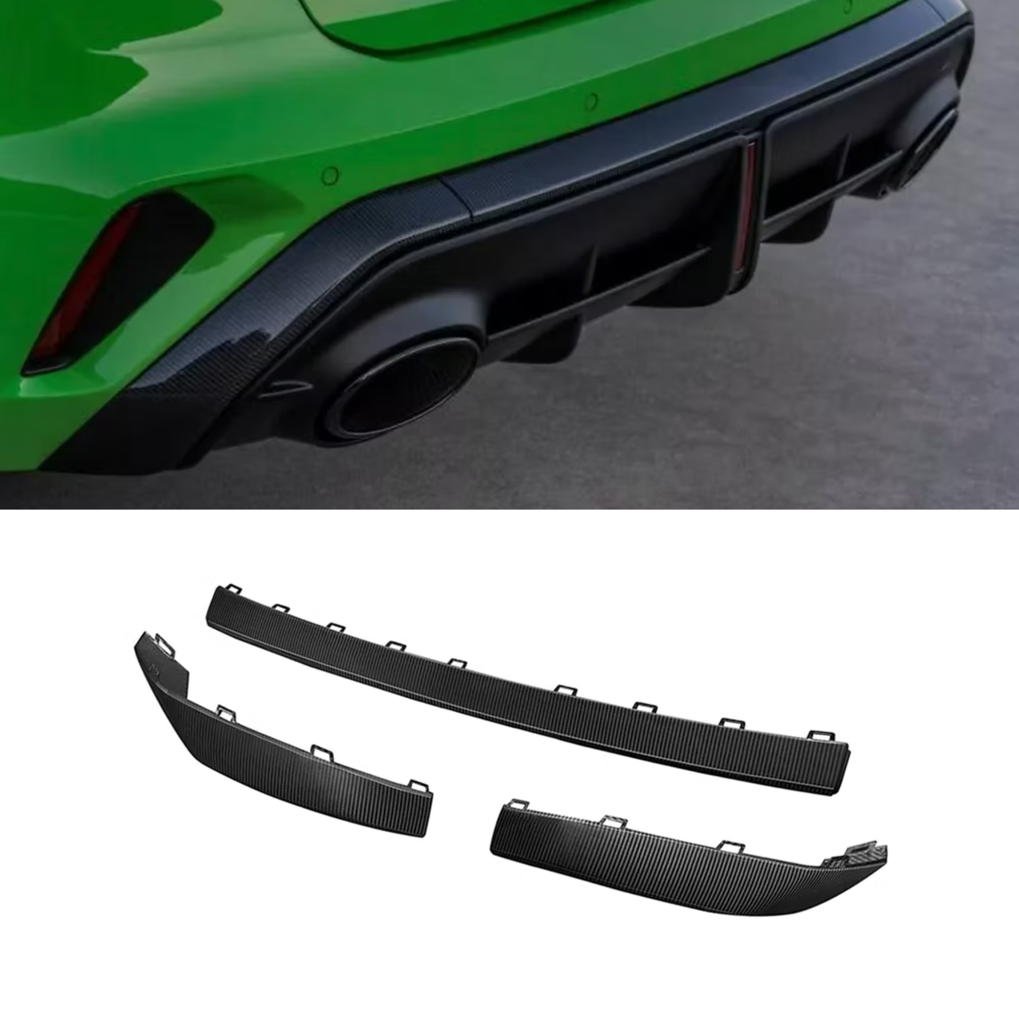 Audi RS3 8Y 2025 Carbon Fiber Rear Bumper Diffuser Splitter Replacement Trim image 0