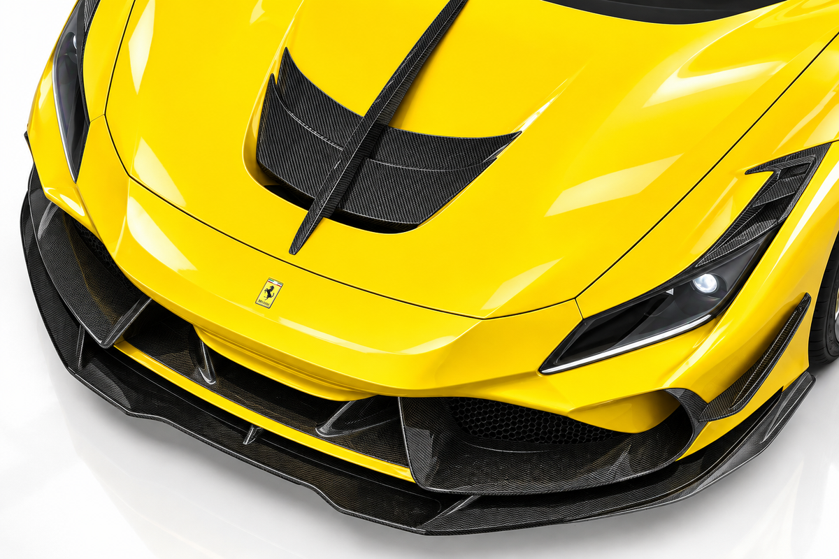 Ferrari F8 Tributo Labio Inferior Delantero de Fibra de Carbono