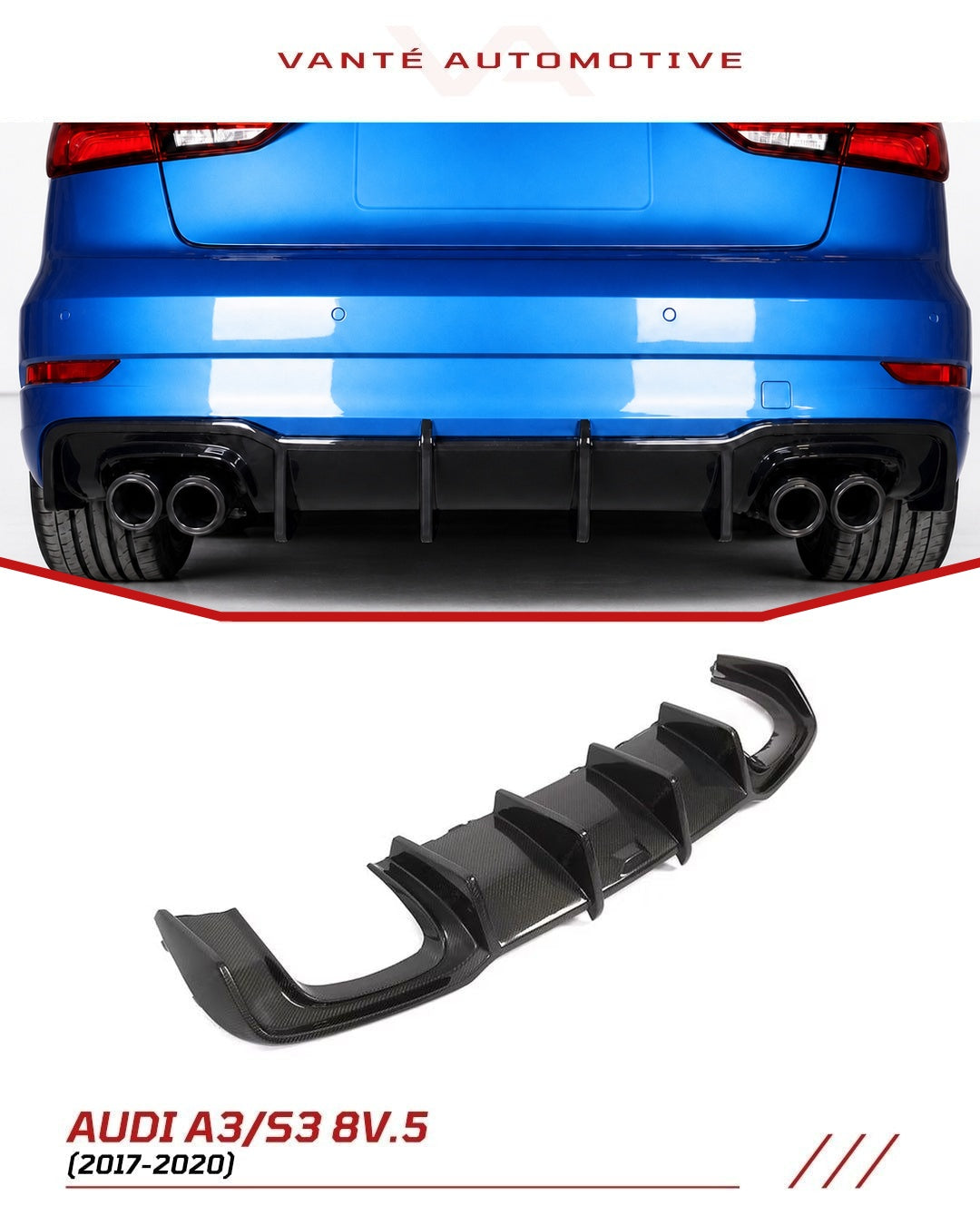 Audi A3 S-Line/S3 8V.5 Kohlefaser-Heckdiffusor V2