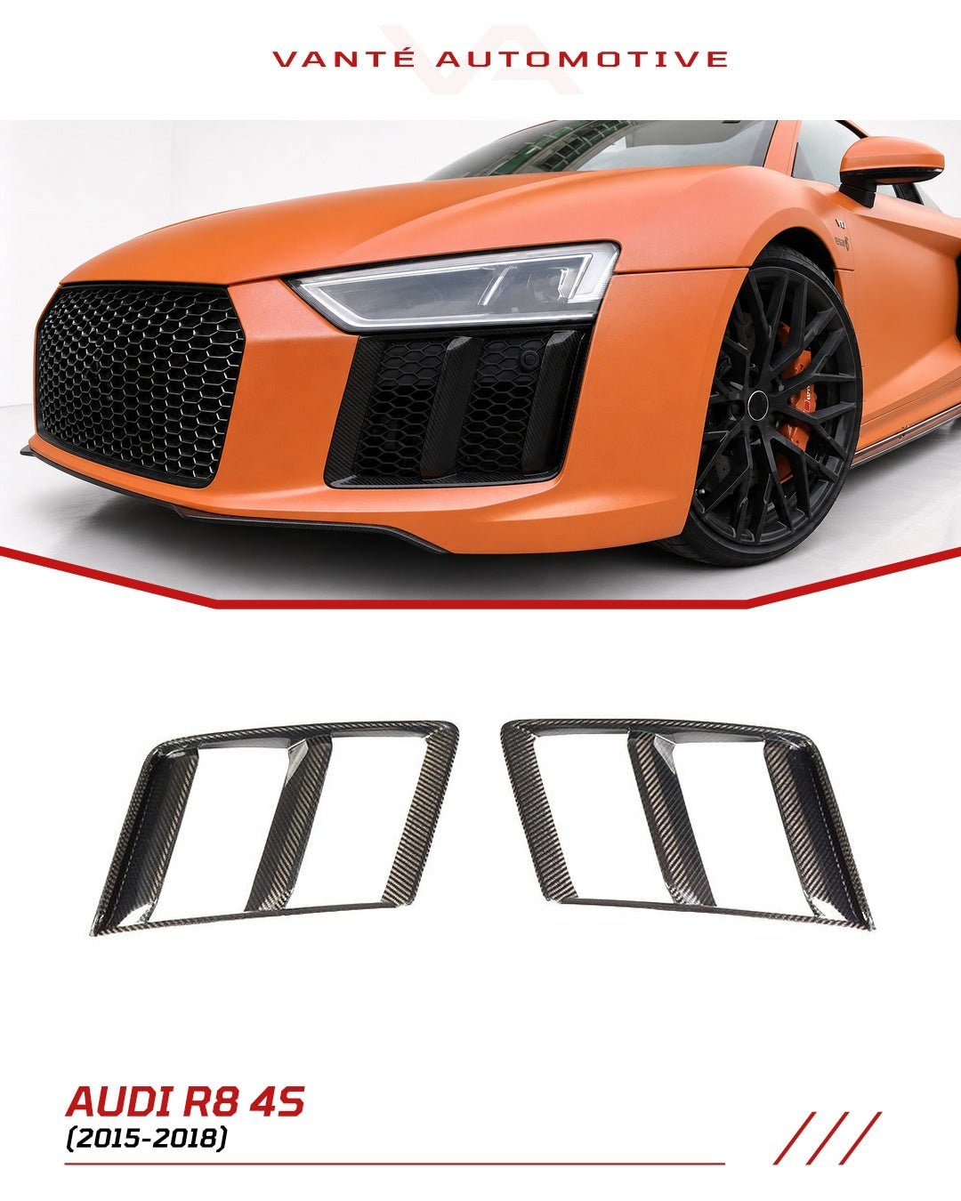 Audi R8 4S Prese d'Aria Laterali Paraurti Anteriore in Carbonio