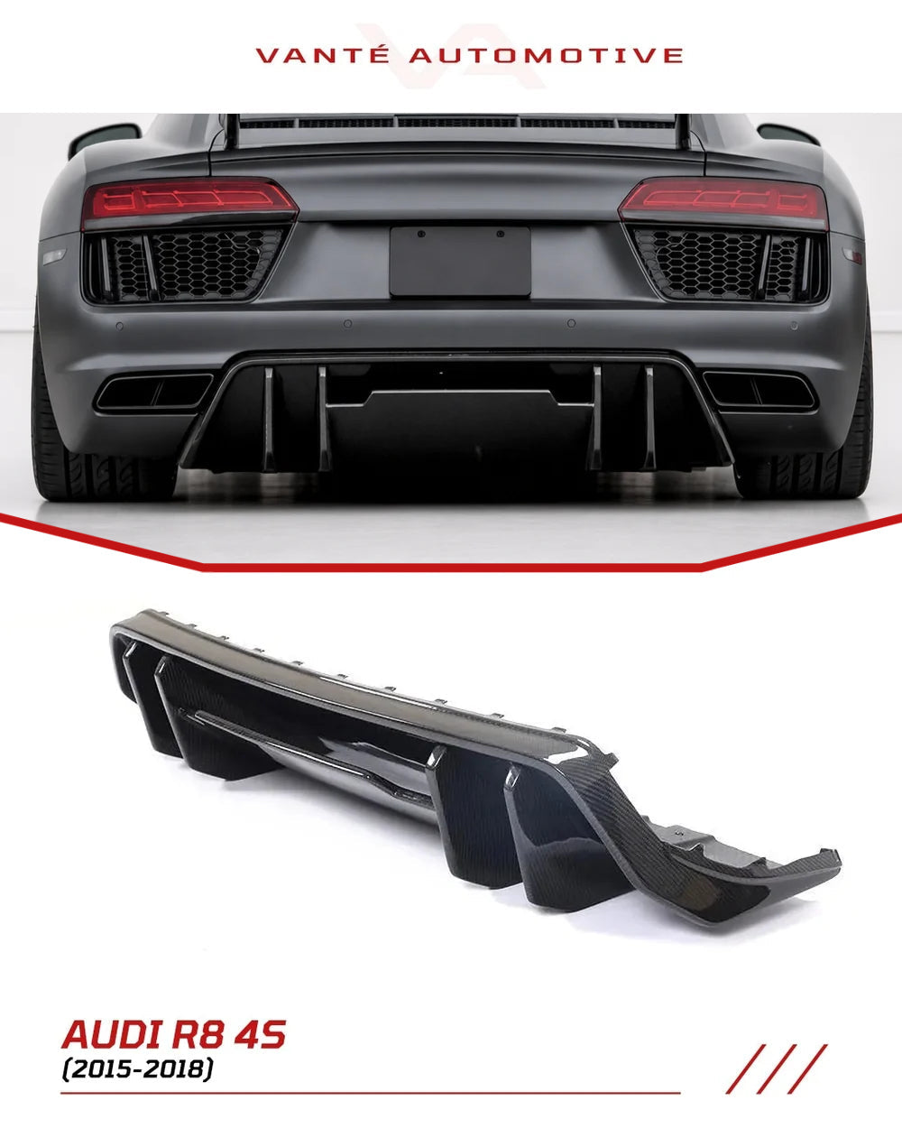 Audi R8 4S Diffuseur Arrière en Fibre de Carbone V2