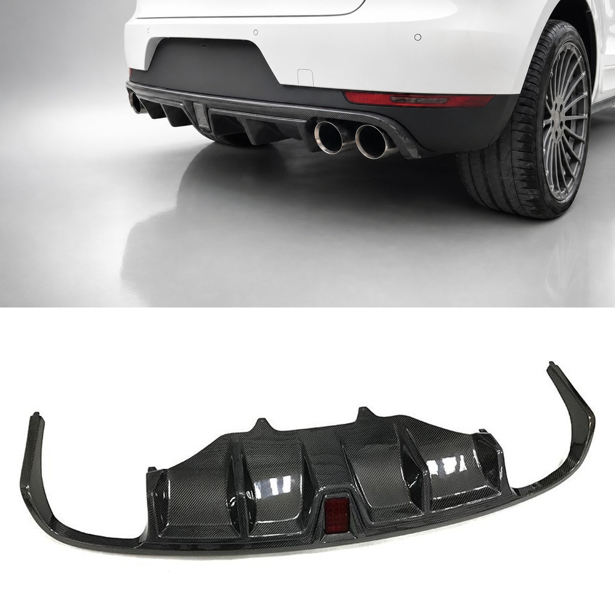 Porsche Macan 95B.1, 95B.2 Carbon Fibre Rear Bumper Diffuser with Light
