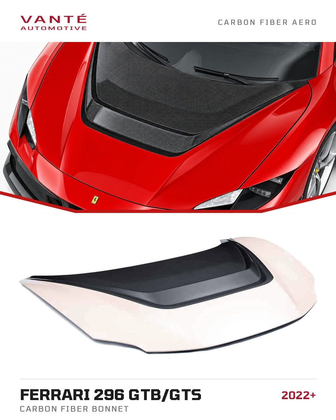 Ferrari 296 GTB/GTS Carbon Fibre Bonnet