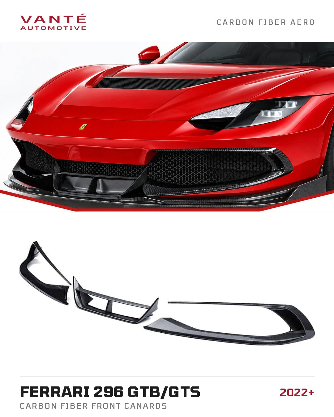 Ferrari 296 GTB/GTS Carbon Fibre Front Canards