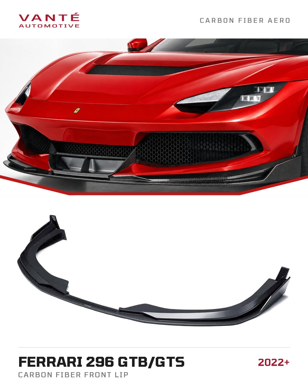 Ferrari 296 GTB/GTS Carbon Fibre Front Lip