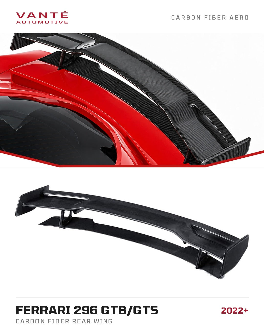 Ferrari 296 GTB/GTS Carbon Fibre Rear Wing