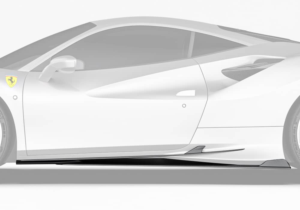 Ferrari F8 Tributo Carbon Fibre Side Skirts - aerodynamic race-inspired styling upgrade