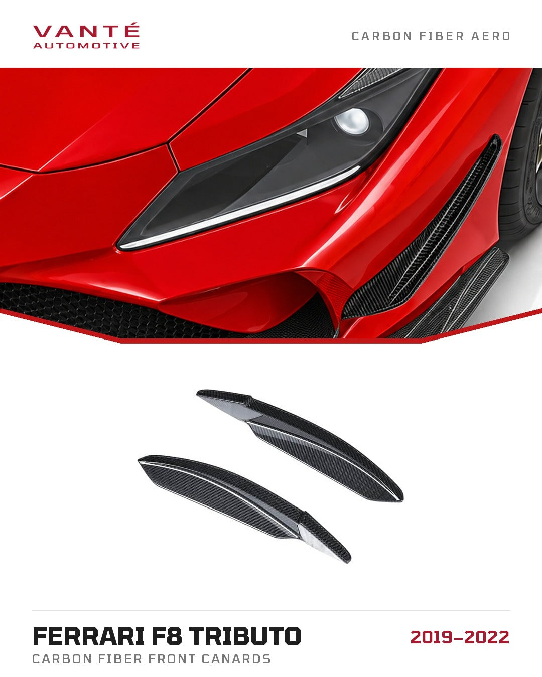 Ferrari F8 Tributo Carbon Fibre Front Canards