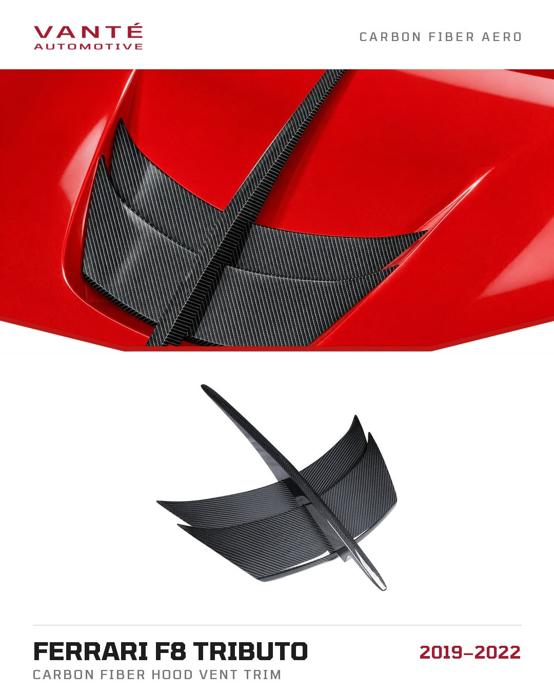 Ferrari F8 Tributo Carbon Fibre Hood Vent Trim