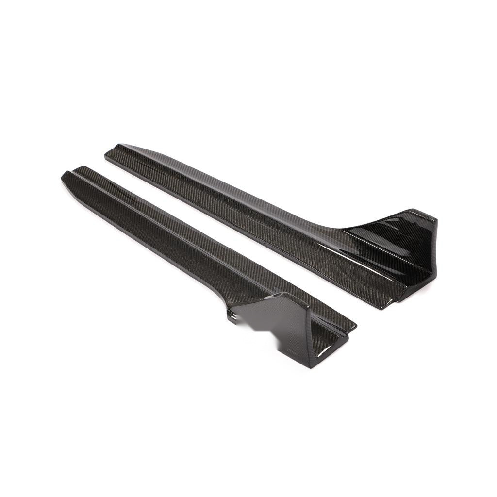Audi A4 S-Line S4 B9 Carbon Fibre Side Skirts Extension - gloss 3x3 twill weave