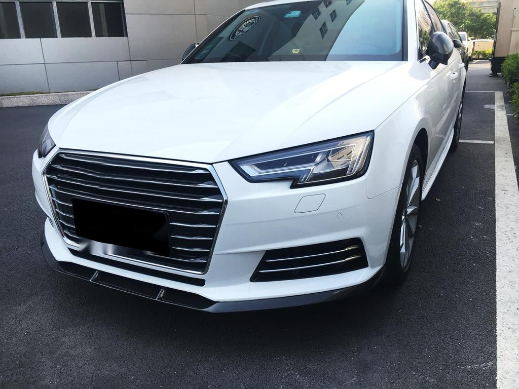 Audi A4 B9 Carbon Fibre Front Bumper Lip Splitter - gloss 3x3 twill weave OEM fitment