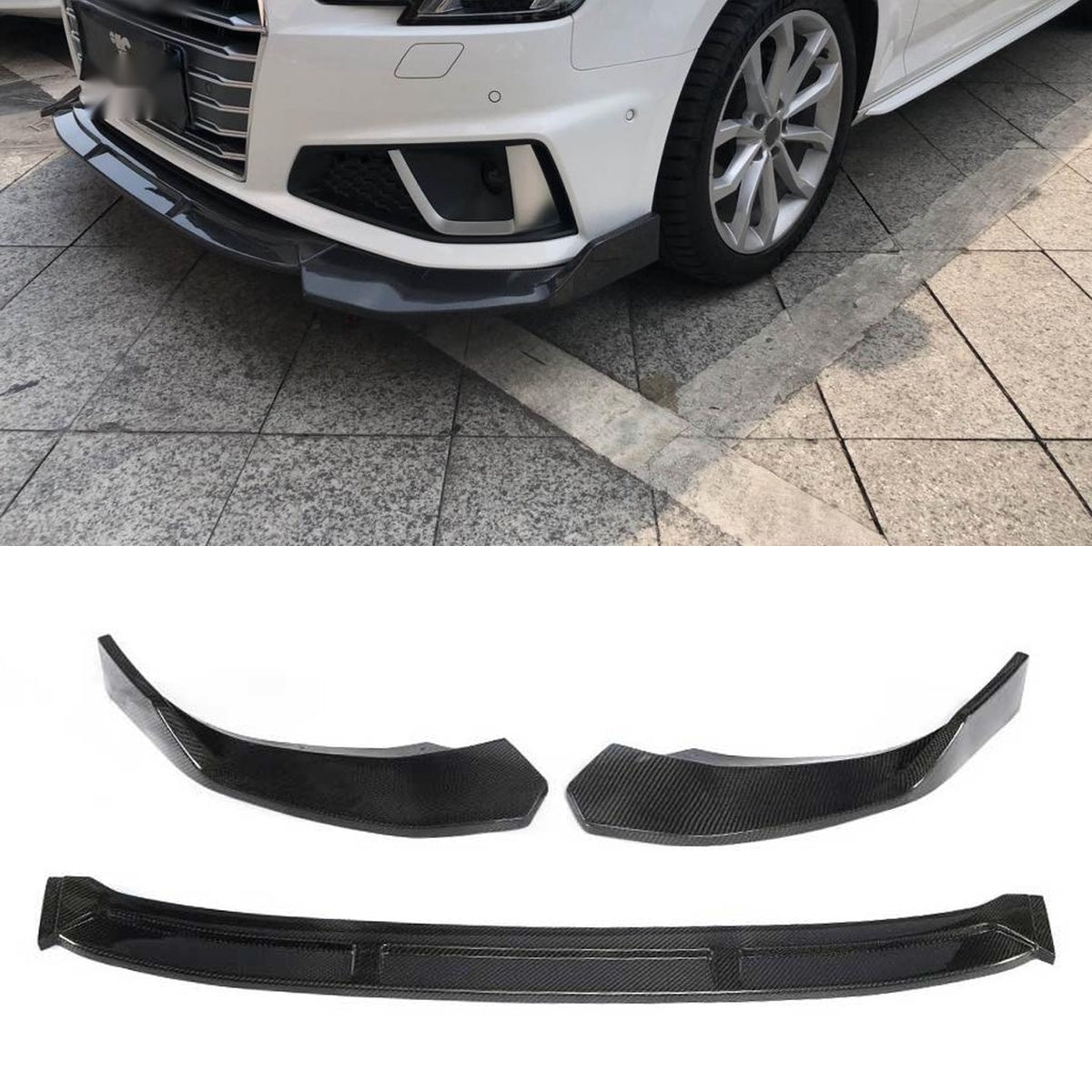 Audi S4 B9 Carbon Fibre Front Splitter Lip B Style - aggressive OEM-fit upgrade