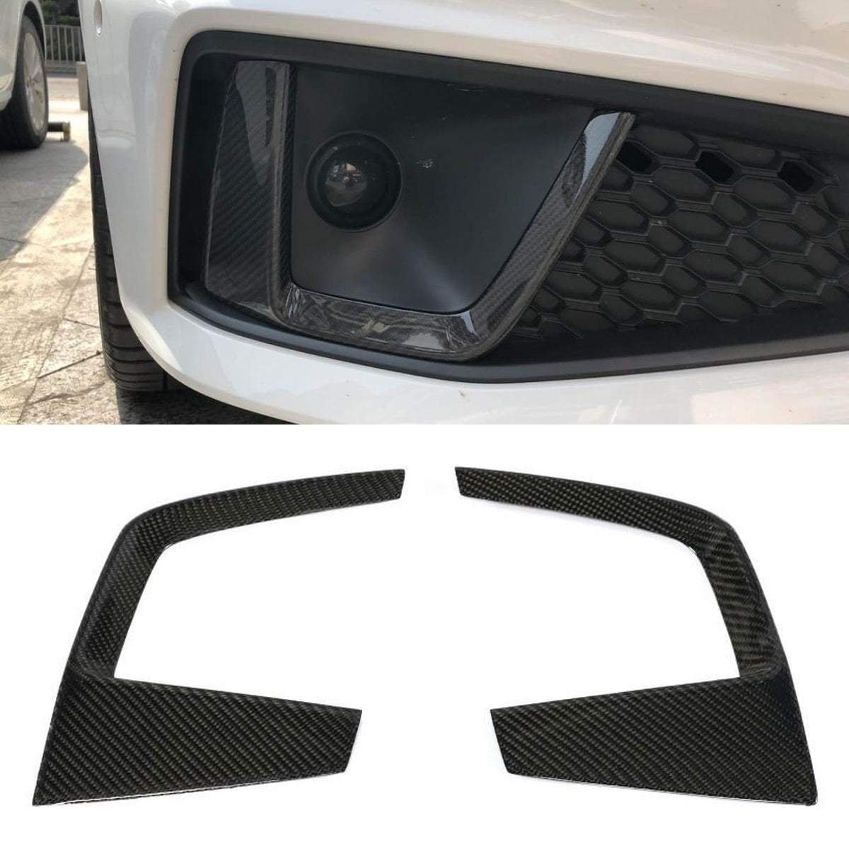 Audi S4 B9 Carbon Fibre Front Fog Lamp Vent Trims - S4 B-Style precision carbon upgrade