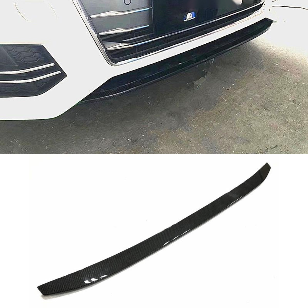 Audi A4 S4 B9 Carbon Fibre Front Bumper Trims - gloss 3x3 twill weave stick-on upgrade