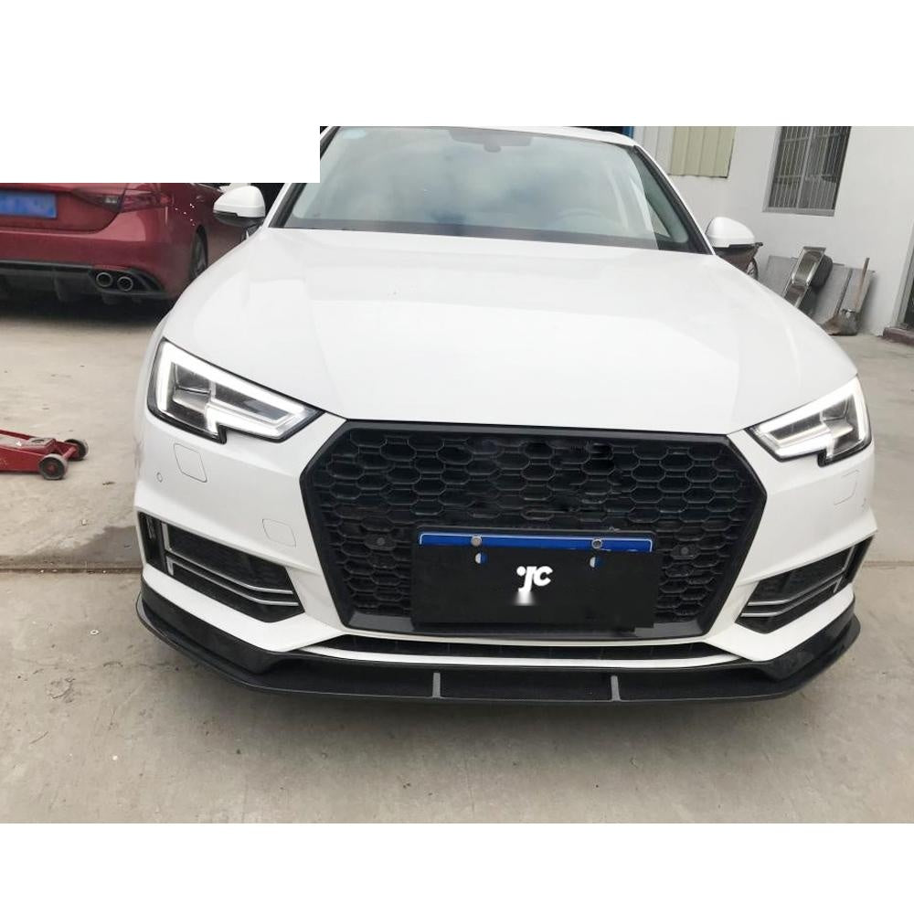 Audi A4 S4 Quattro Carbon Fibre Front Bumper Lip - gloss 3x3 twill weave track styling upgrade