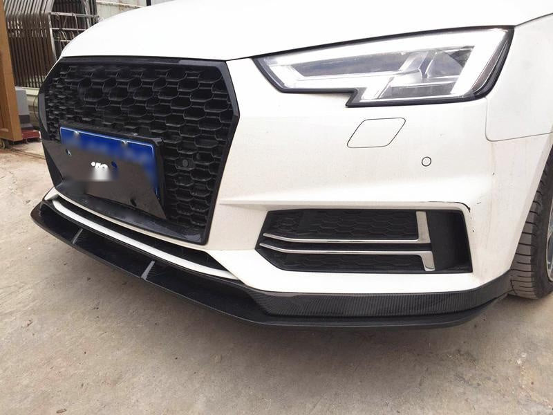 Audi A4 S4 Quattro Carbon Fibre Front Bumper Lip - gloss 3x3 twill weave track styling upgrade
