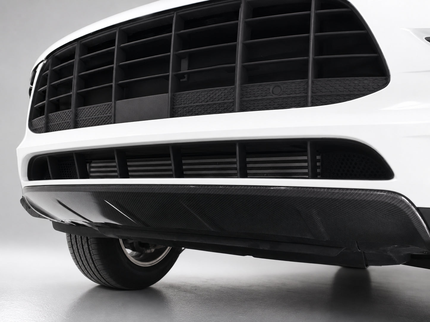 Porsche Macan 95B.1 Carbon Fibre Front Bumper Lower Lip Trim - gloss 3x3 twill weave upgrade