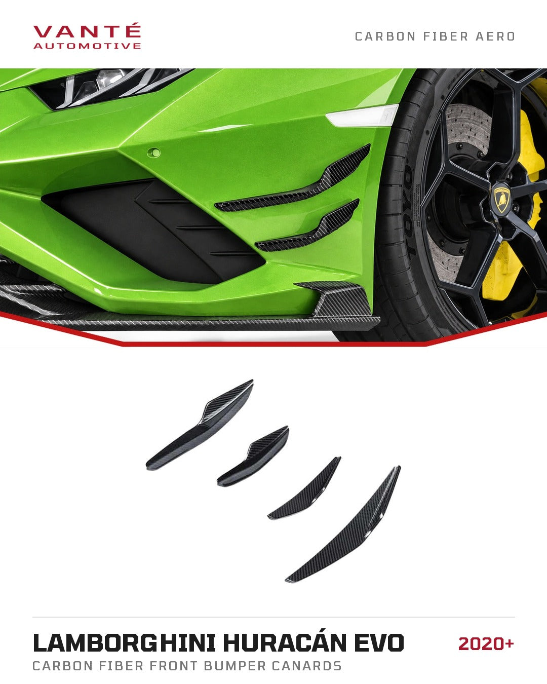 Lamborghini Huracan Evo Carbon Fibre Front Bumper Canards