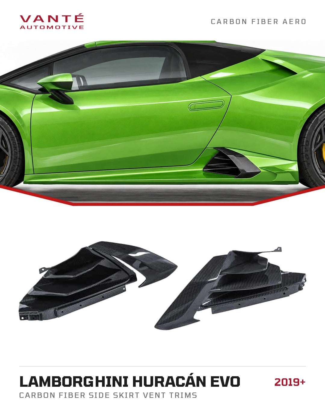 Lamborghini Huracan Evo Carbon Fibre Side Skirt Vent Trims