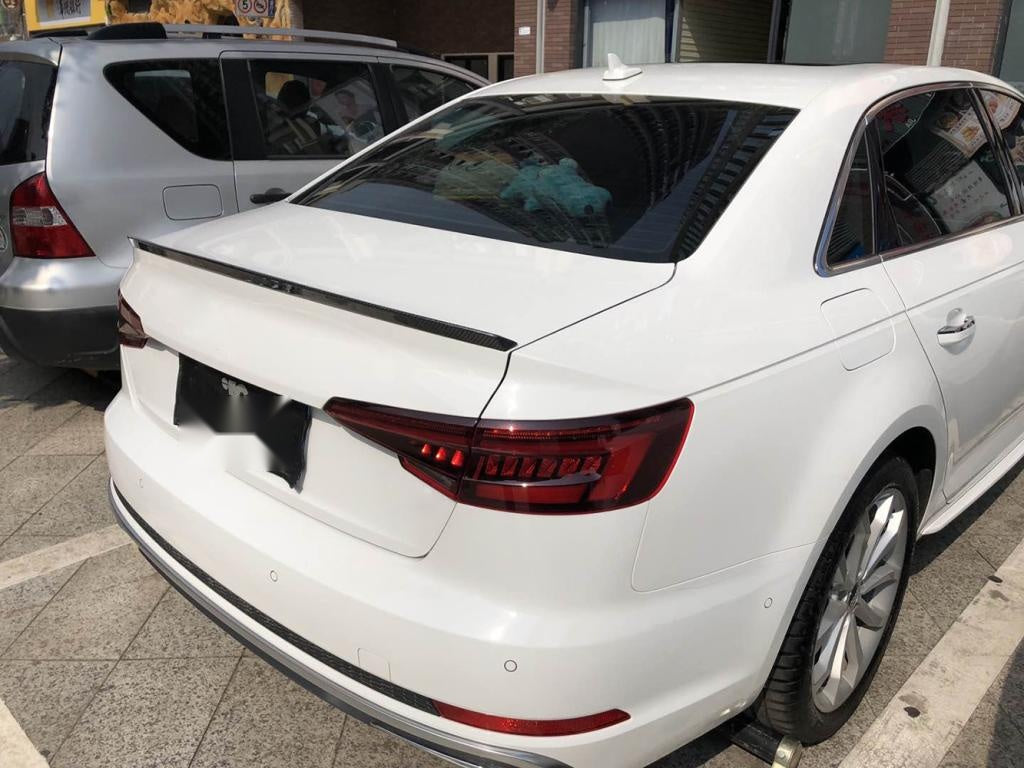 Audi A4 B9 Carbon Fibre S4 Rear Trunk Spoiler - gloss twill weave boot lip upgrade