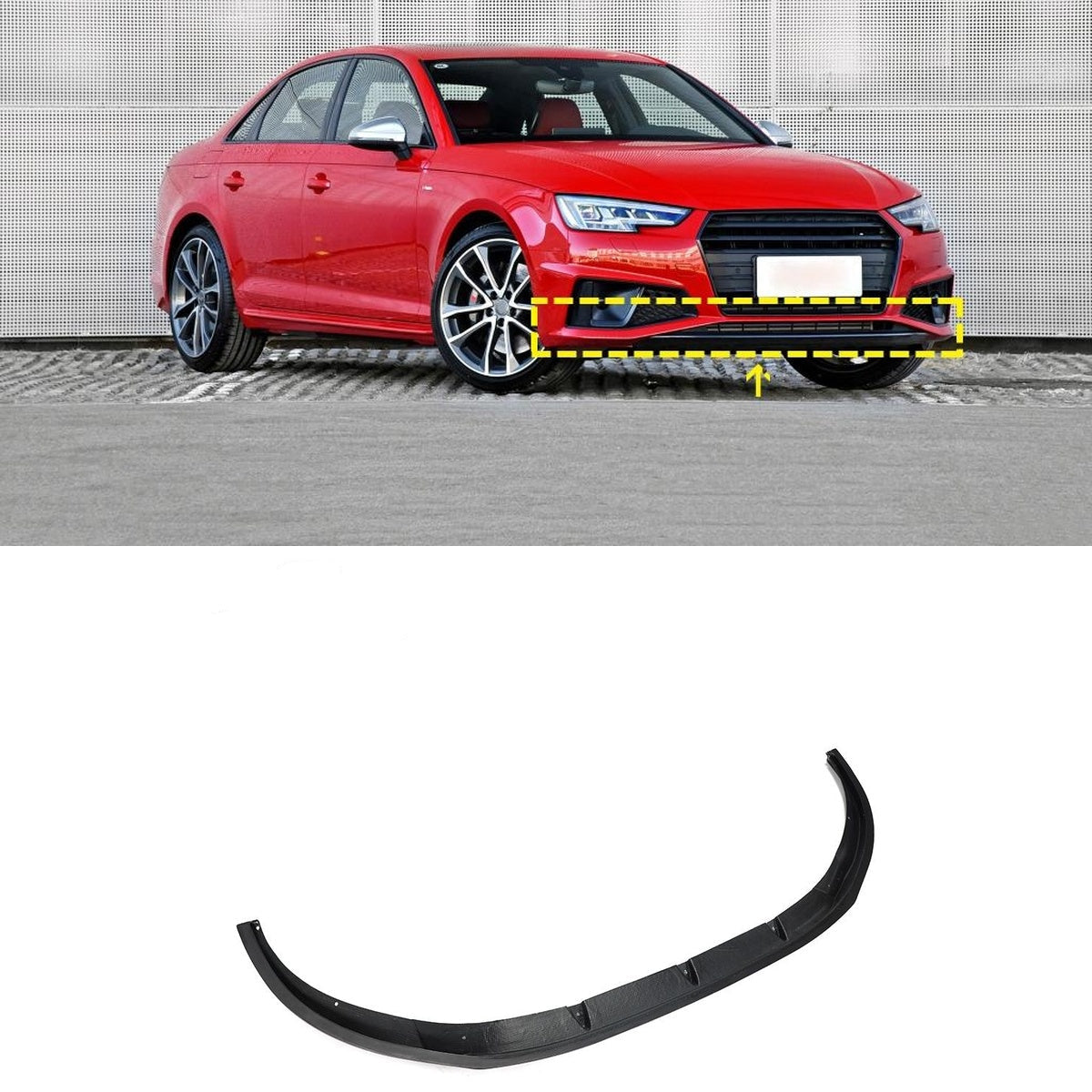 Audi S4 A4 B9 S-Line Carbon Fibre Front Bumper Lip Splitter - gloss twill weave finish