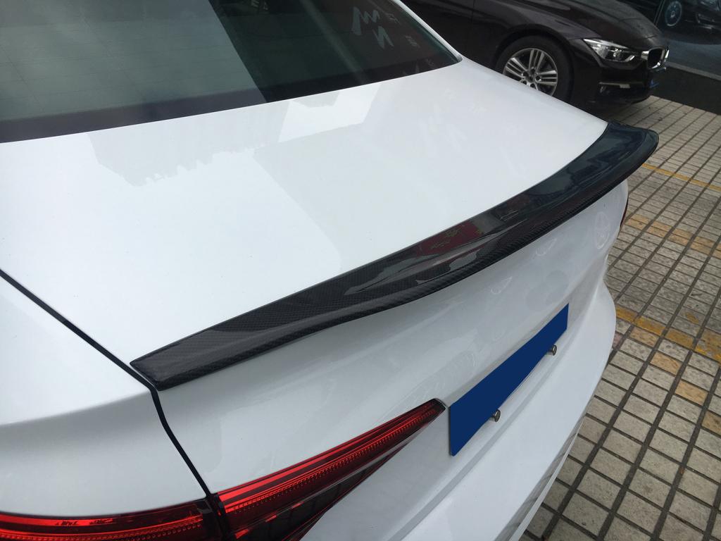 Audi A4 B8 B9 Carbon Fibre Rear Trunk Spoiler Lip - OEM fitment gloss finish