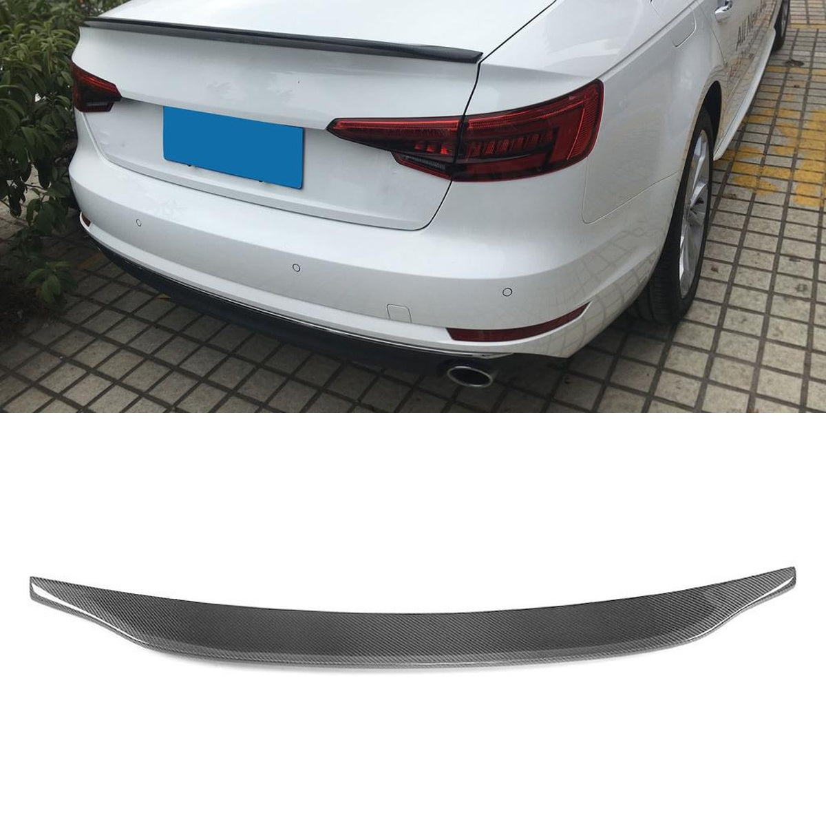 Audi A4 B8 B9 Carbon Fibre Rear Trunk Spoiler Lip - OEM fitment gloss finish