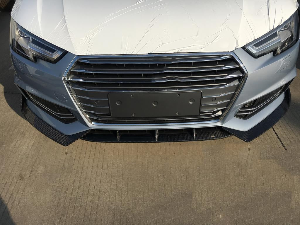 Audi A4 B9 S-Line S4 Carbon Fibre Front Bumper Splitter - gloss weave track upgrade