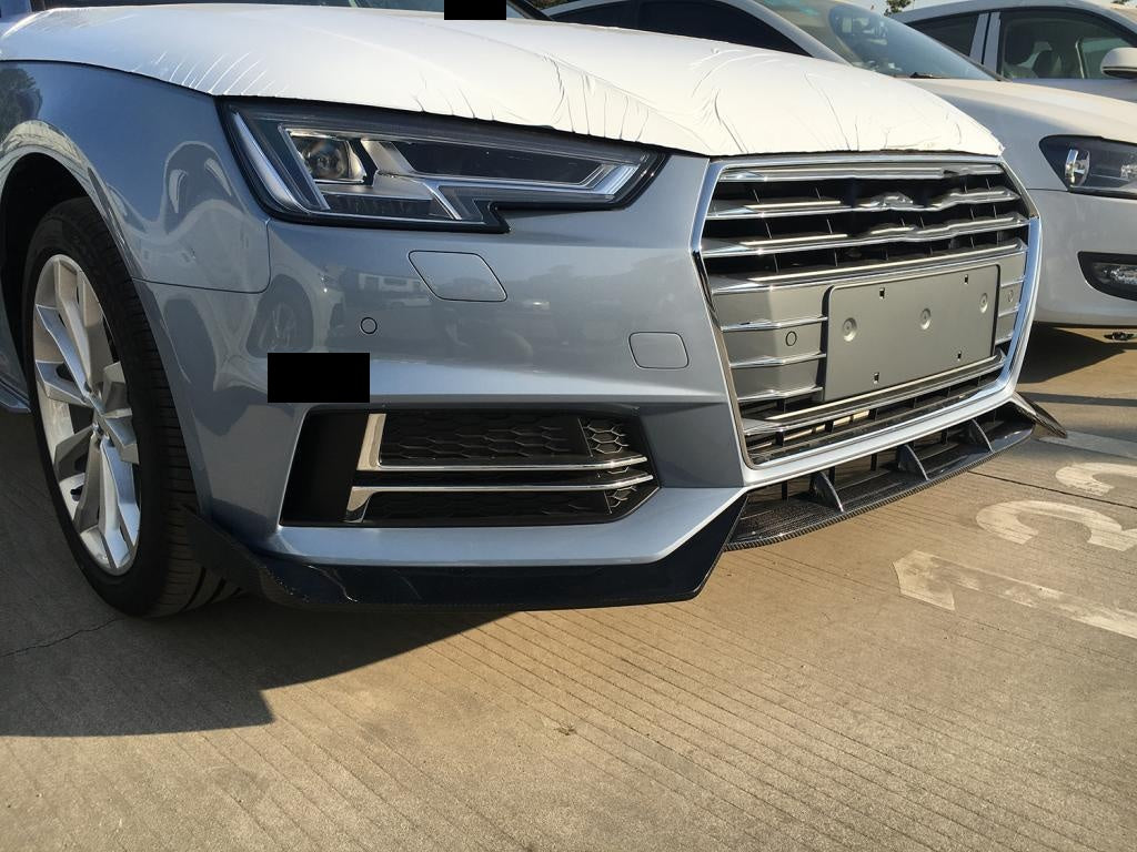 Audi A4 B9 S-Line S4 Carbon Fibre Front Bumper Splitter - gloss weave track upgrade
