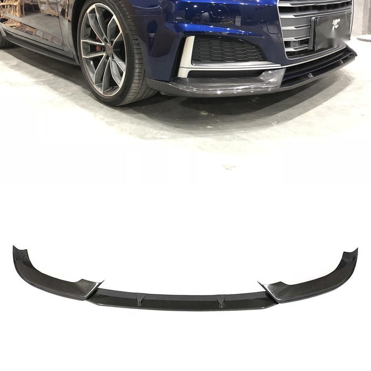 Audi S5 B9 Carbon Fibre Front Lip Splitter - aggressive facelift upgrade with gloss finish