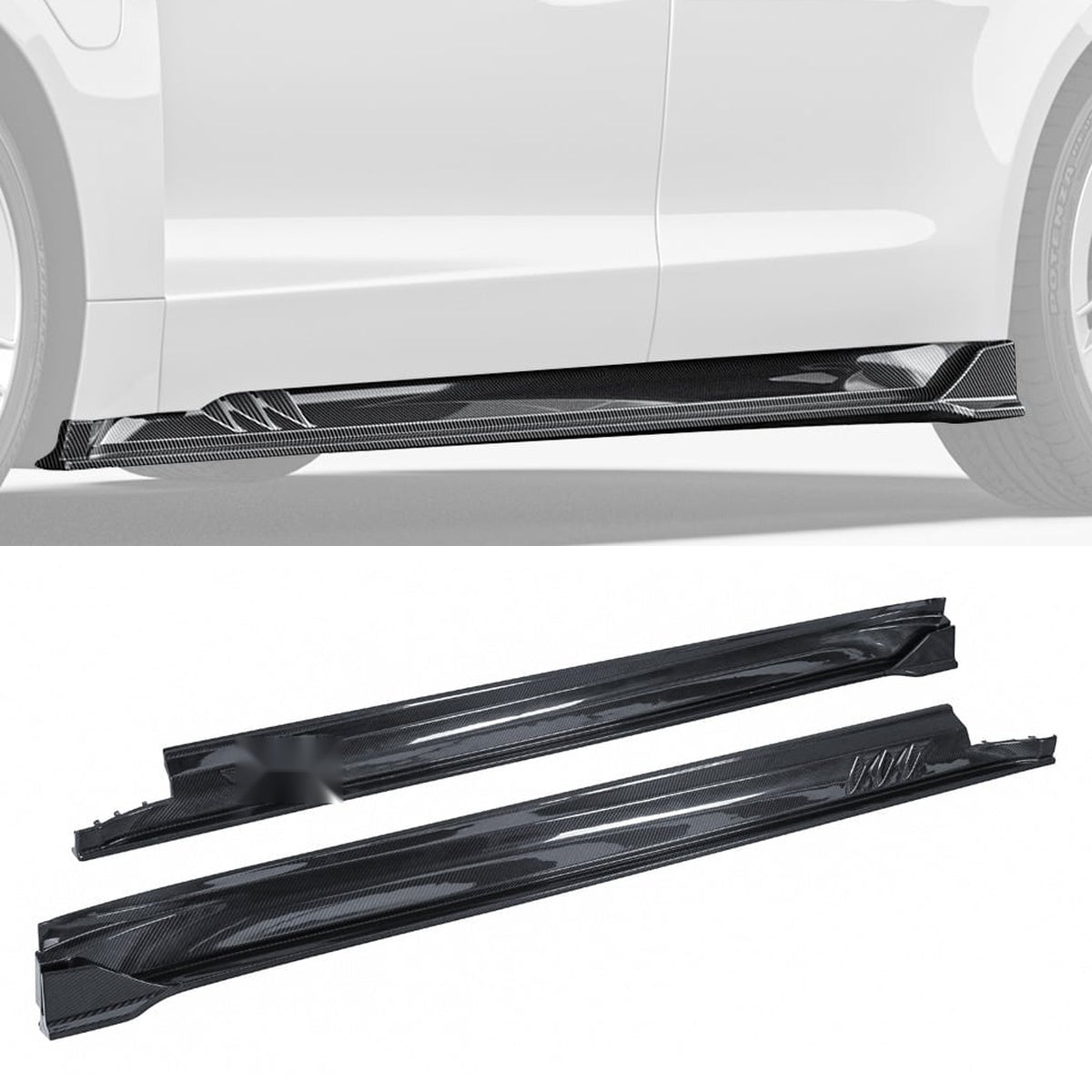 Porsche Taycan 2025 Carbon Fibre Side Skirts - aerodynamic lightweight body kit upgrade