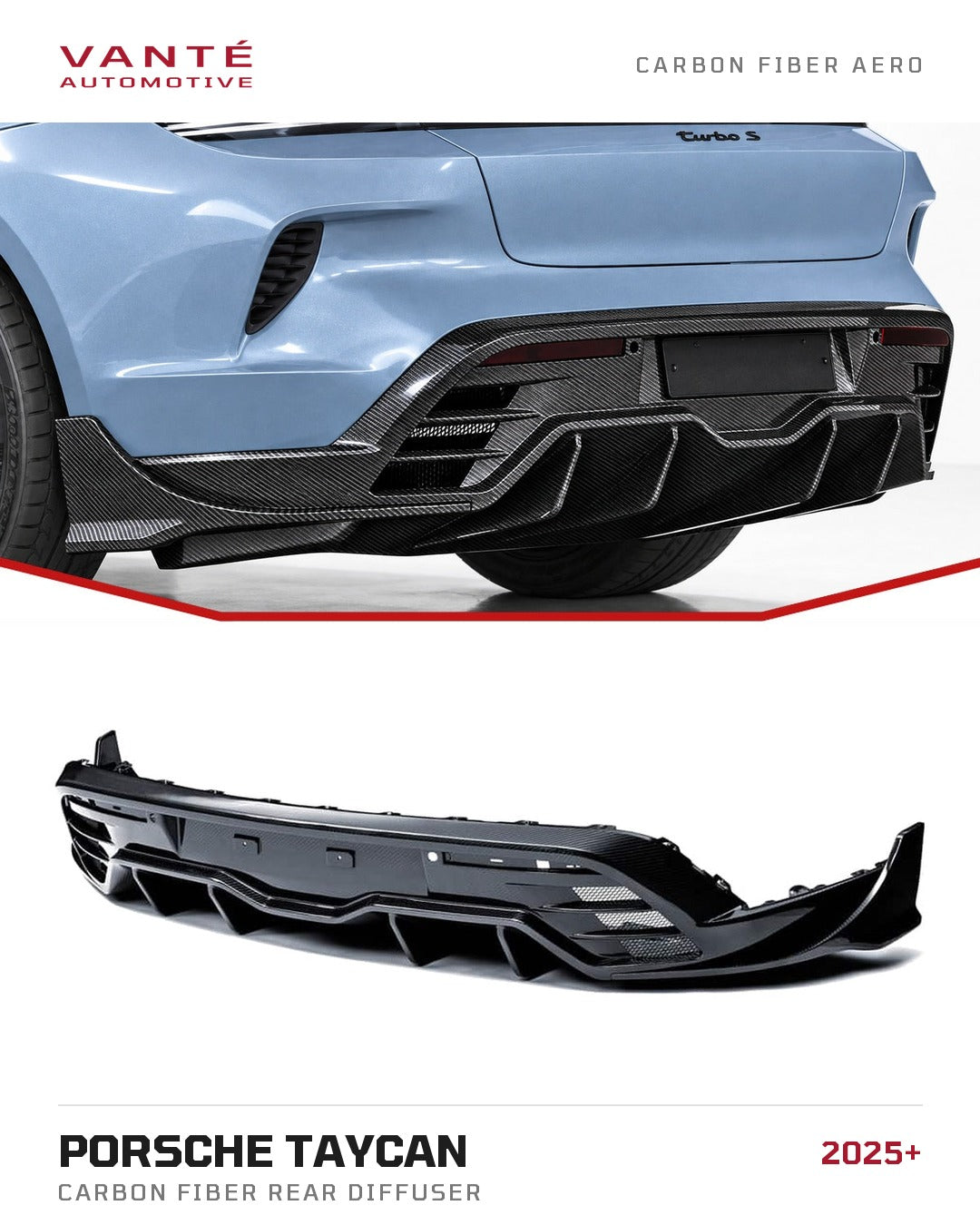 Porsche Taycan (2025+) Carbon Fibre Rear Diffuser