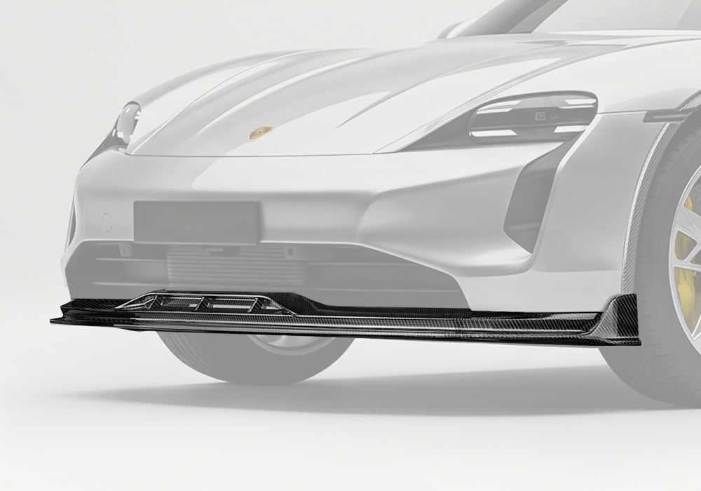 Porsche Taycan Carbon Fibre Front Lip - aerodynamic styling upgrade for Taycan 4 4S Cross Turismo Turbo