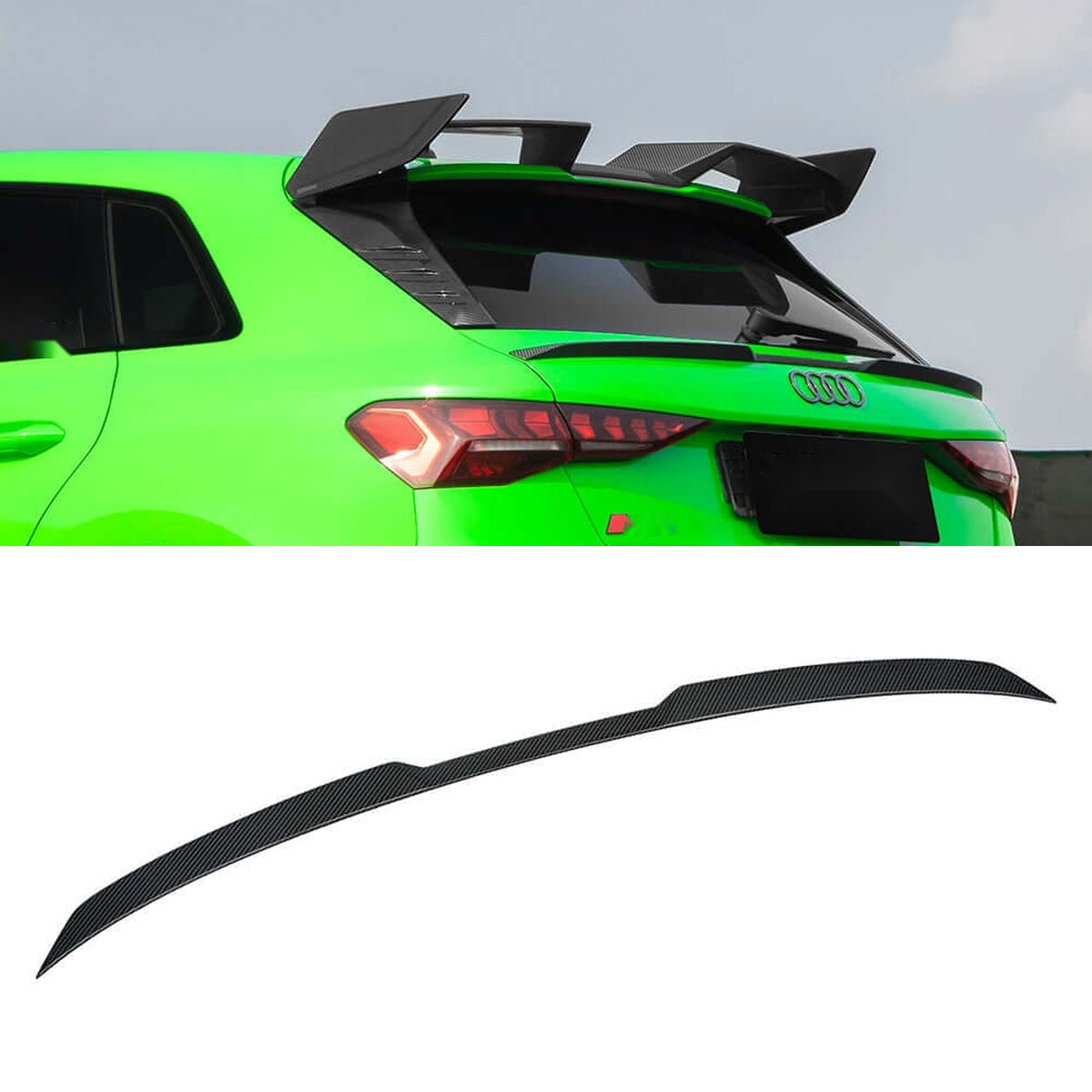 Audi RS3 Sportback 8Y Carbon Fibre Rear Spoiler - dry prepreg gloss finish OEM fitment