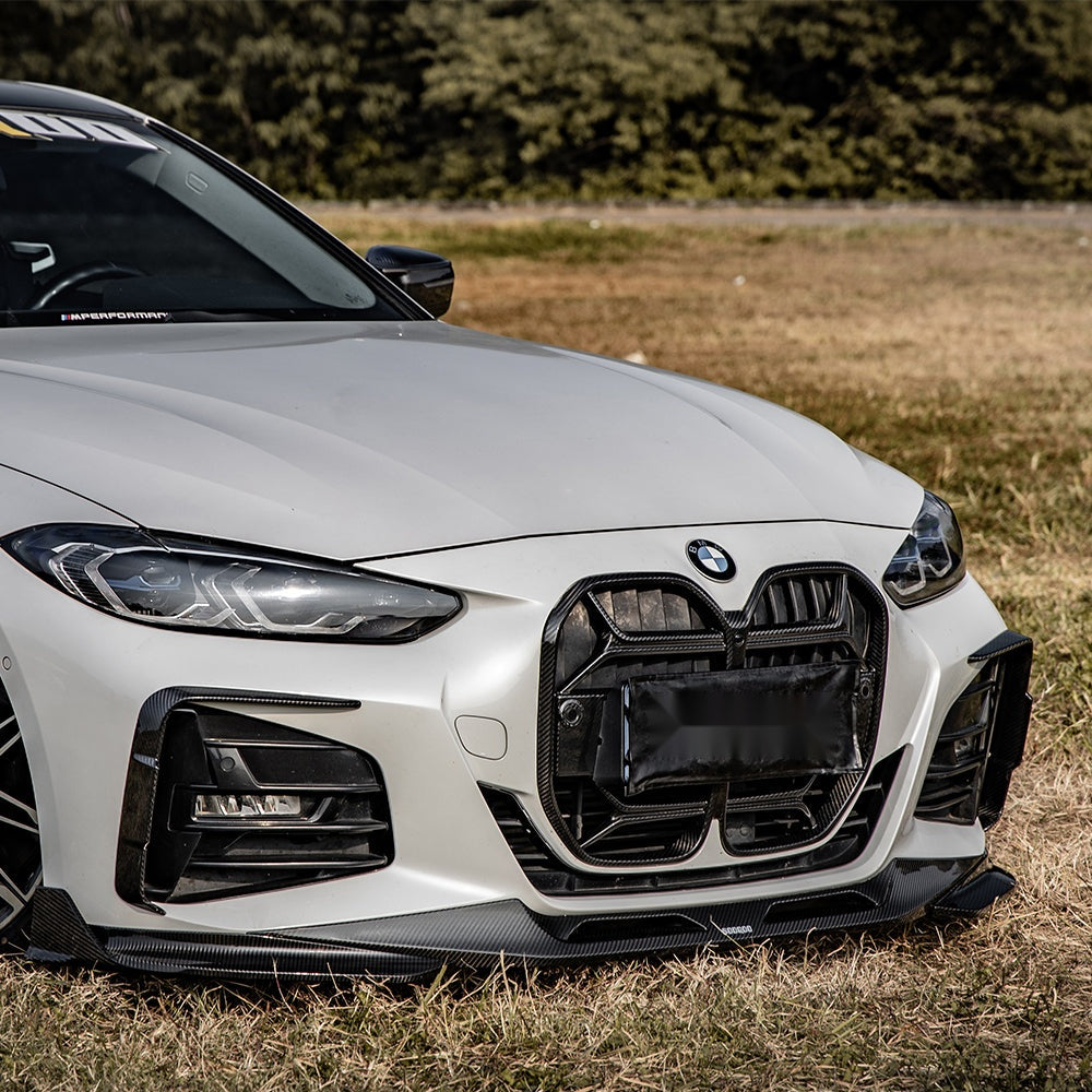 BMW 4 Series G22 Prepreg Carbon Fibre Front Bumper Inserts - aggressive styling upgrade