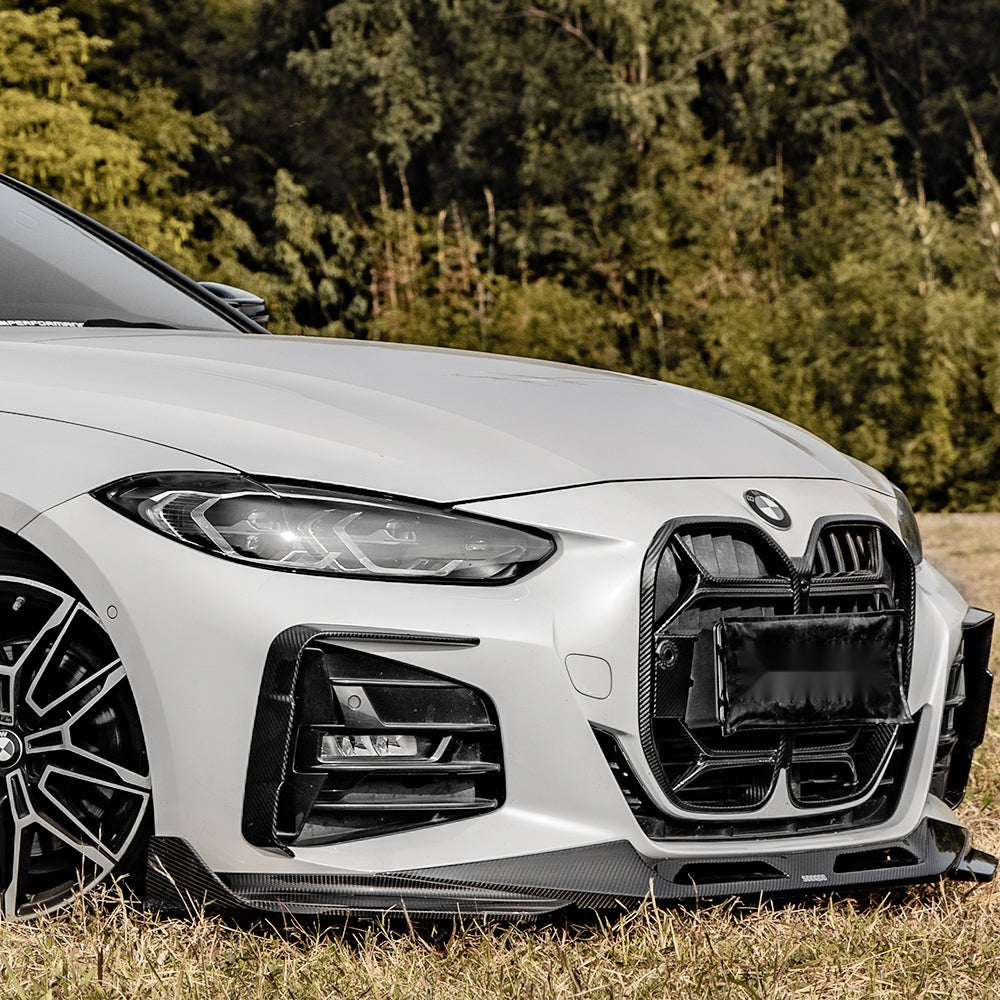 BMW 4 Series G22 Prepreg Carbon Fibre Front Bumper Inserts - aggressive styling upgrade
