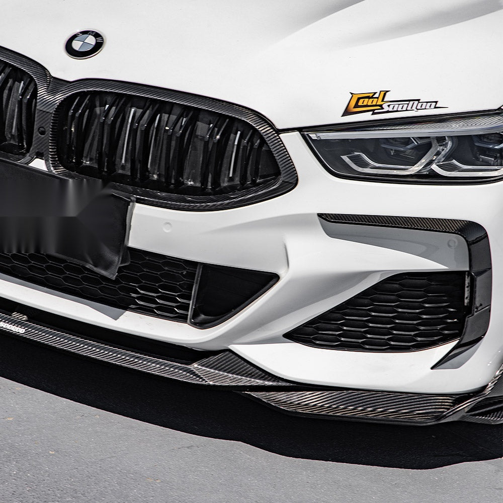 BMW 8 Series G16 Prepreg Carbon Fibre Front Lip with dual side winglets - aggressive aero upgrade